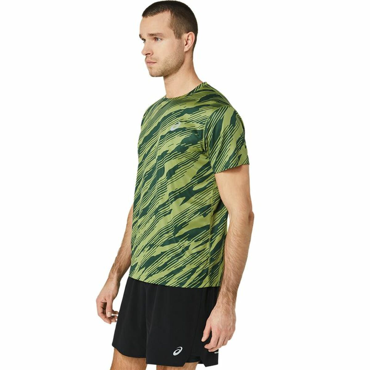 Herren Kurzarm-T-Shirt Asics Core All Over Print Ss  grün