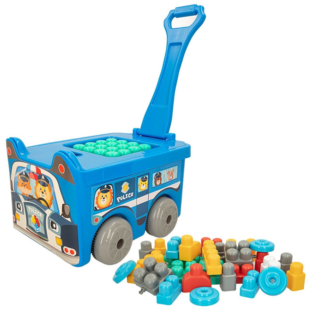 Building Blocks Color Block Suitcase Police Car 30 Pieces (2 Units)