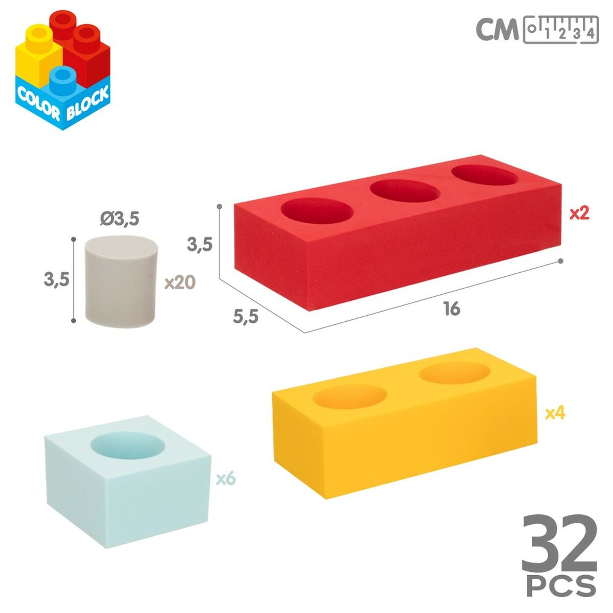 Blocs de construction Color Block 32 Pièces EVA (4 Unités)