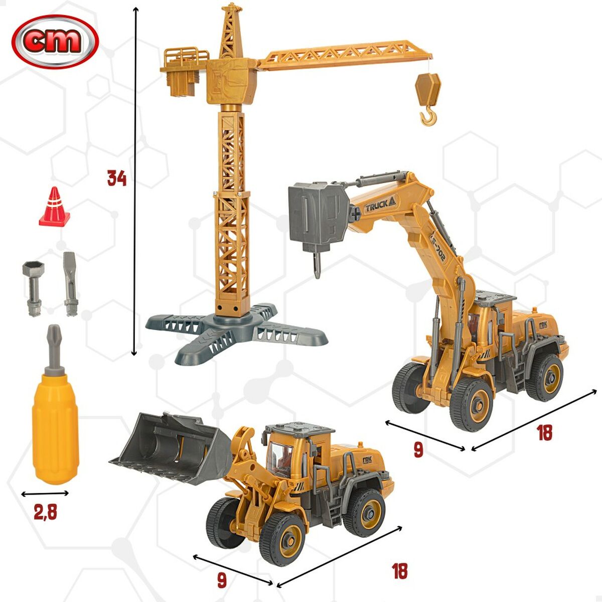 Construction set Colorbaby Construction Work Vehicles (Set) (2 Units)