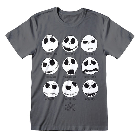 Unisex Short Sleeve T-Shirt The Nightmare Before Christmas Many Faces Dark grey