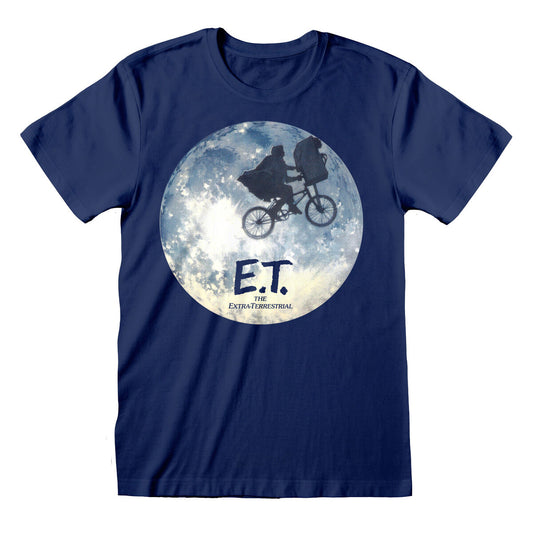 Kurzarm-T-Shirt E.T. Moon Silhouette Blau Unisex