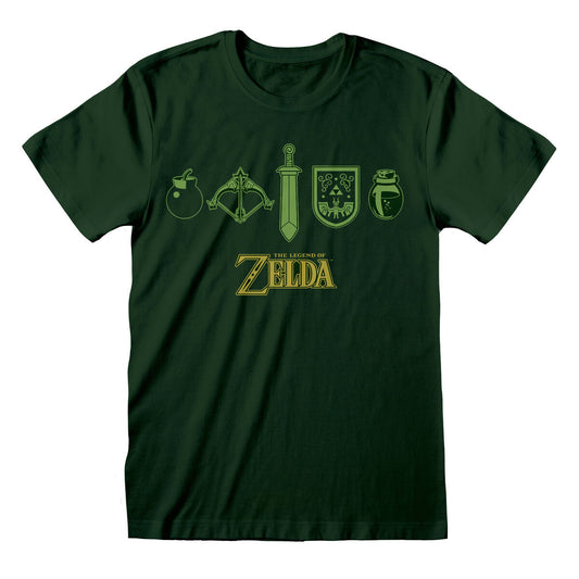 Unisex Kurzarm-T-Shirt The Legend of Zelda Icons Dunkelgrün