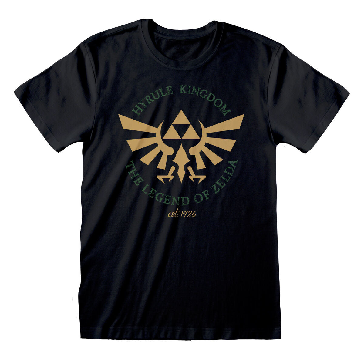 Unisex Kurzarm-T-Shirt The Legend of Zelda Hyrule Kingdom Crest Schwarz