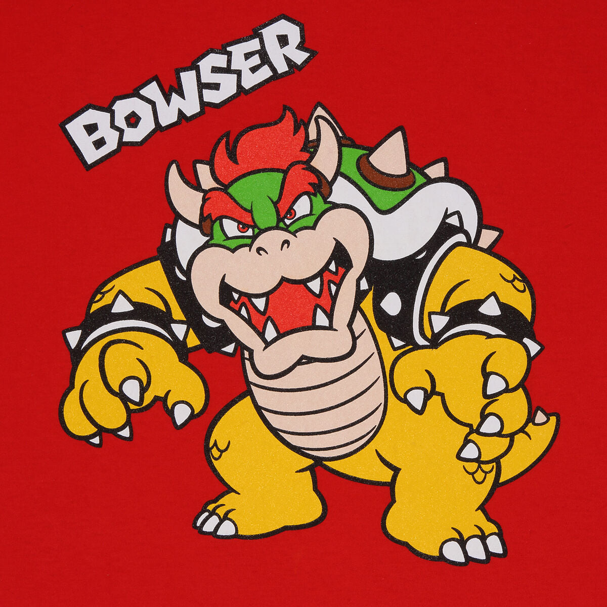 Child's Short Sleeve T-Shirt Super Mario Bowser Text Red