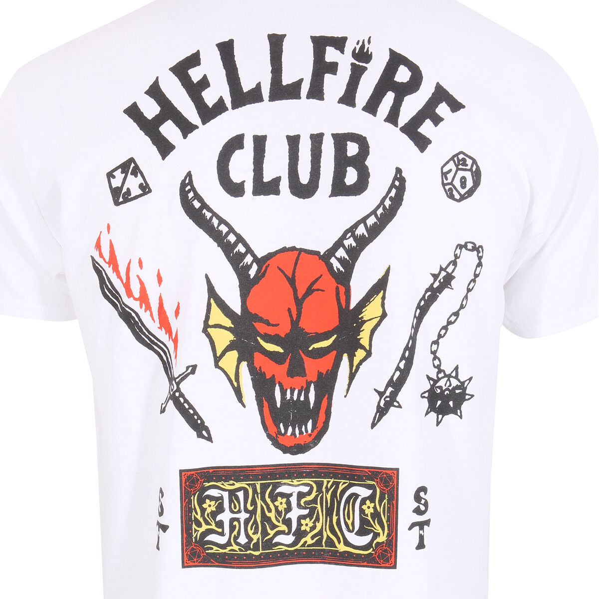 T shirt à manches courtes Stranger Things Helfire Club Blanc Unisexe