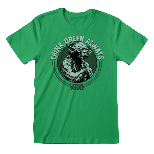 Kurzarm-T-Shirt Star Wars Yoda Think Green grün Unisex