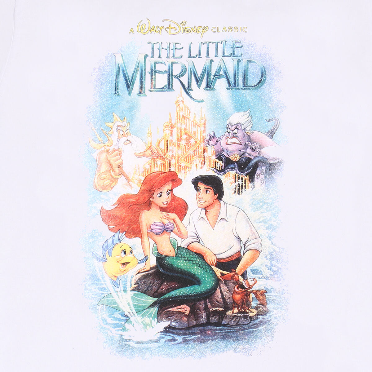 Short Sleeve T-Shirt The Little Mermaid Classic Poster White Unisex