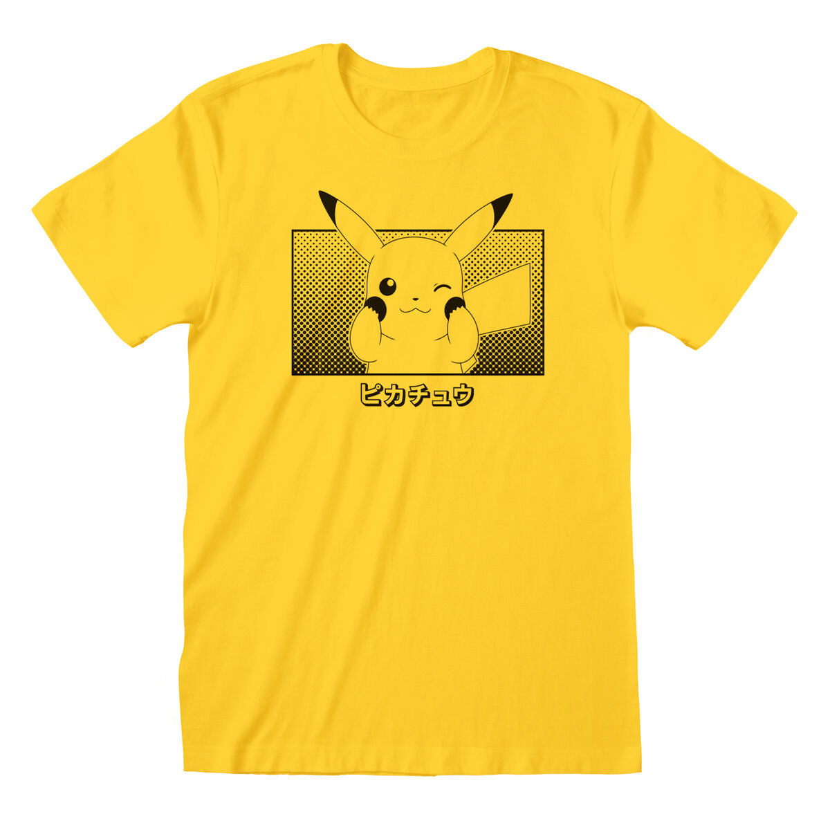 T-shirt à manches courtes unisex Pokémon Pikachu Katakana Jaune