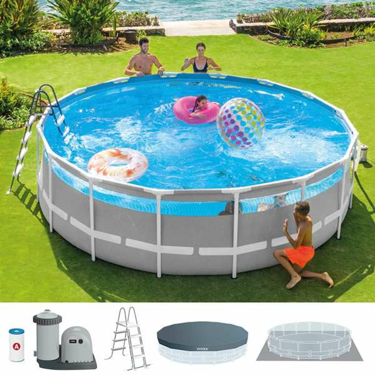 Detachable Pool Colorbaby Clearview Prism Frame 488 x 122 cm