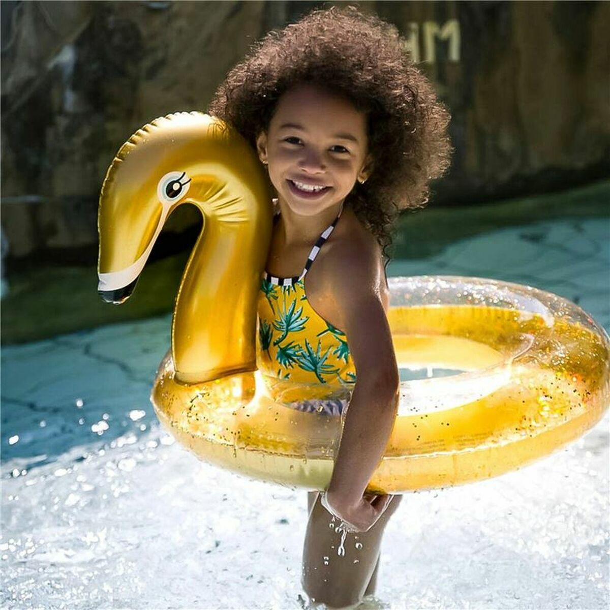 Inflatable Pool Float Swim Essentials Swan Glitter