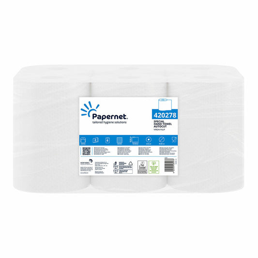 Hand-drying paper Papernet Autocut 418997 White Double layer 6 Units