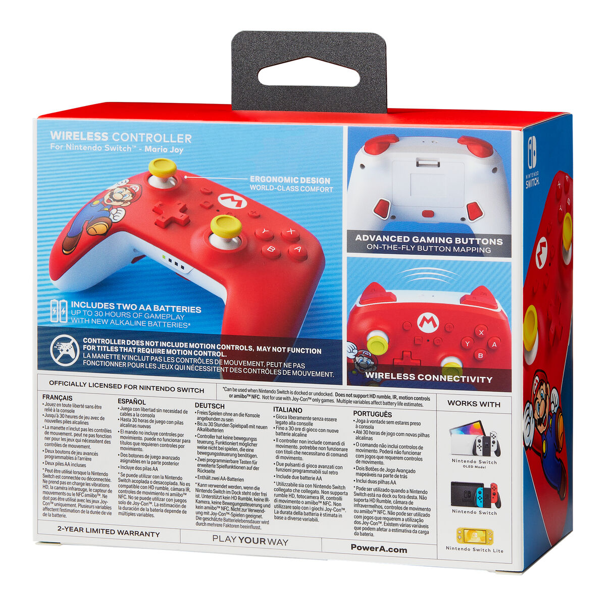 Drahtloser Gaming Controller Powera MARIO Rot Nintendo Switch