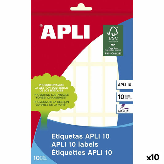 Labels Apli White Paper 10 Sheets 13 x 50 mm (10 Units)