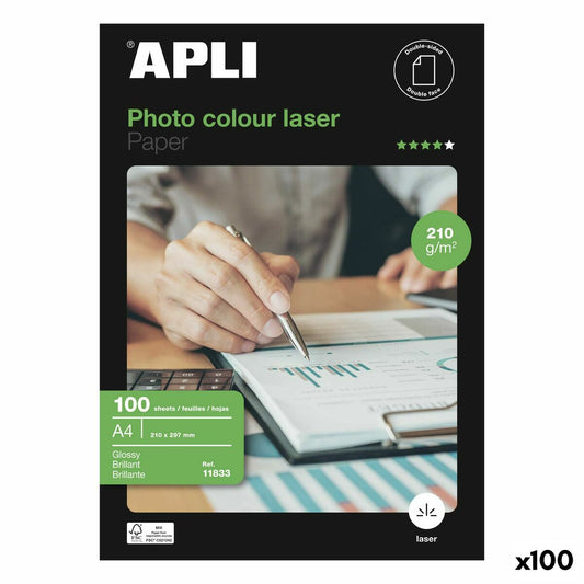 Glossy Photo Paper Apli Laser Double-sided 100 Sheets A4