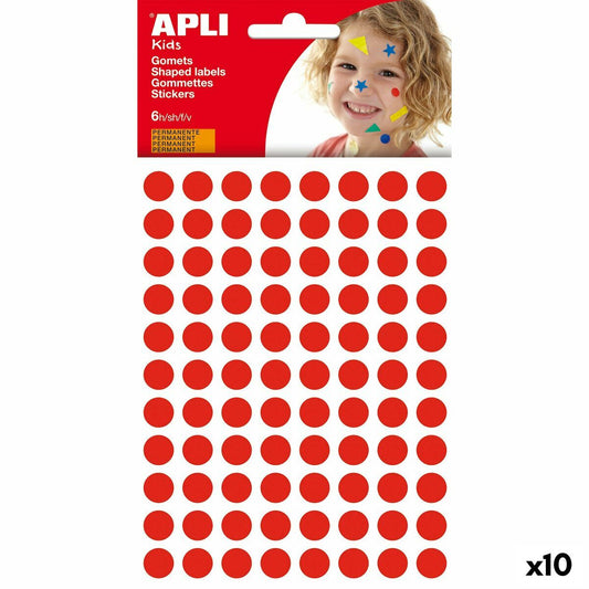 Stickers Apli Kids Gomets Red Circular (1 Piece) (10 Units)