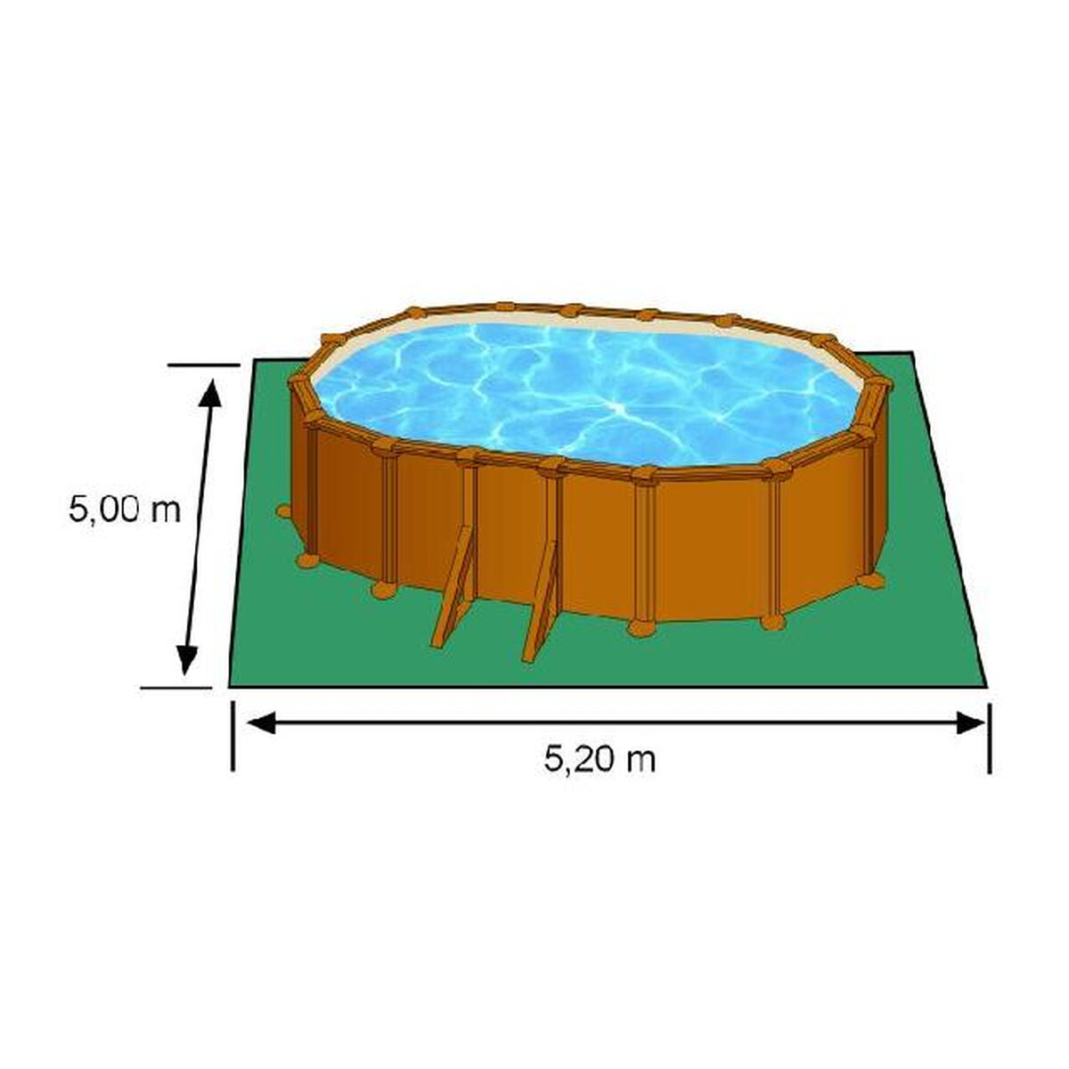 Detachable Pool Gre Pacific KIT500W Oval Wood 500 x 300 x 120 cm