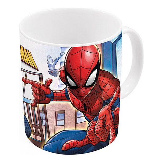 Mug Spider-Man Great power Blue Red Ceramic 350 ml