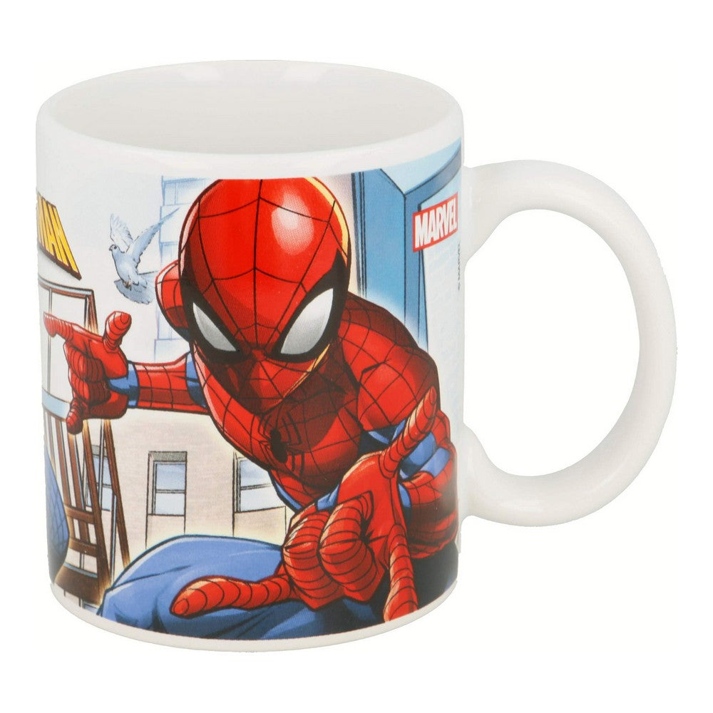 Mug Spider-Man Great power Blue Red Ceramic 350 ml