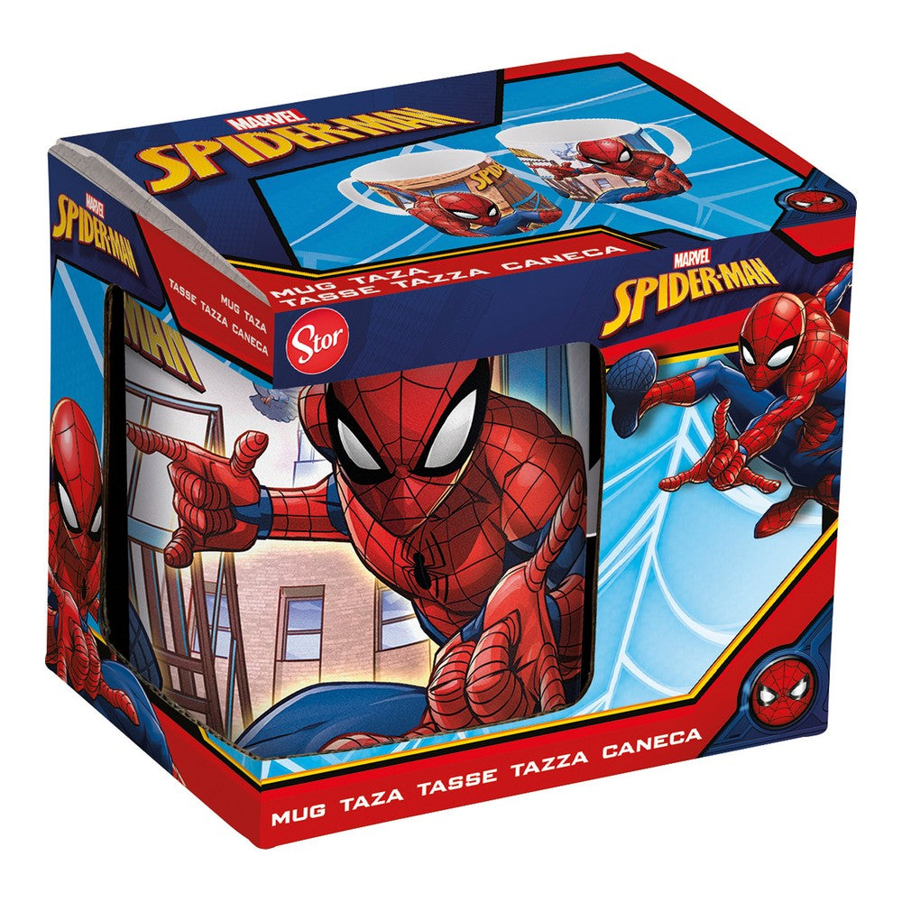 Henkelbecher Spider-Man Great power Blau Rot aus Keramik 350 ml