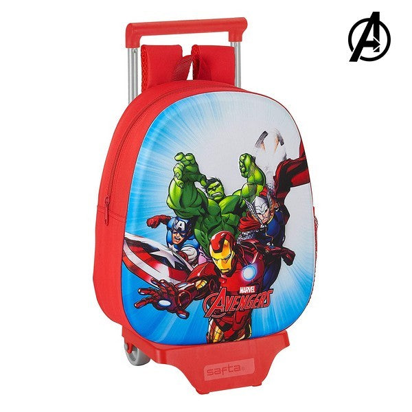 3D School Bag with Wheels 705 The Avengers Red