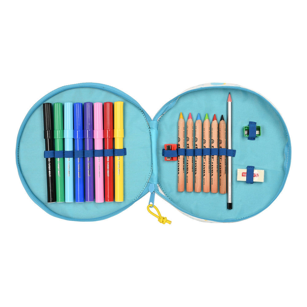 Pochette crayons CoComelon Rond Bleu Blanc Multicouleur (18 Pièces)
