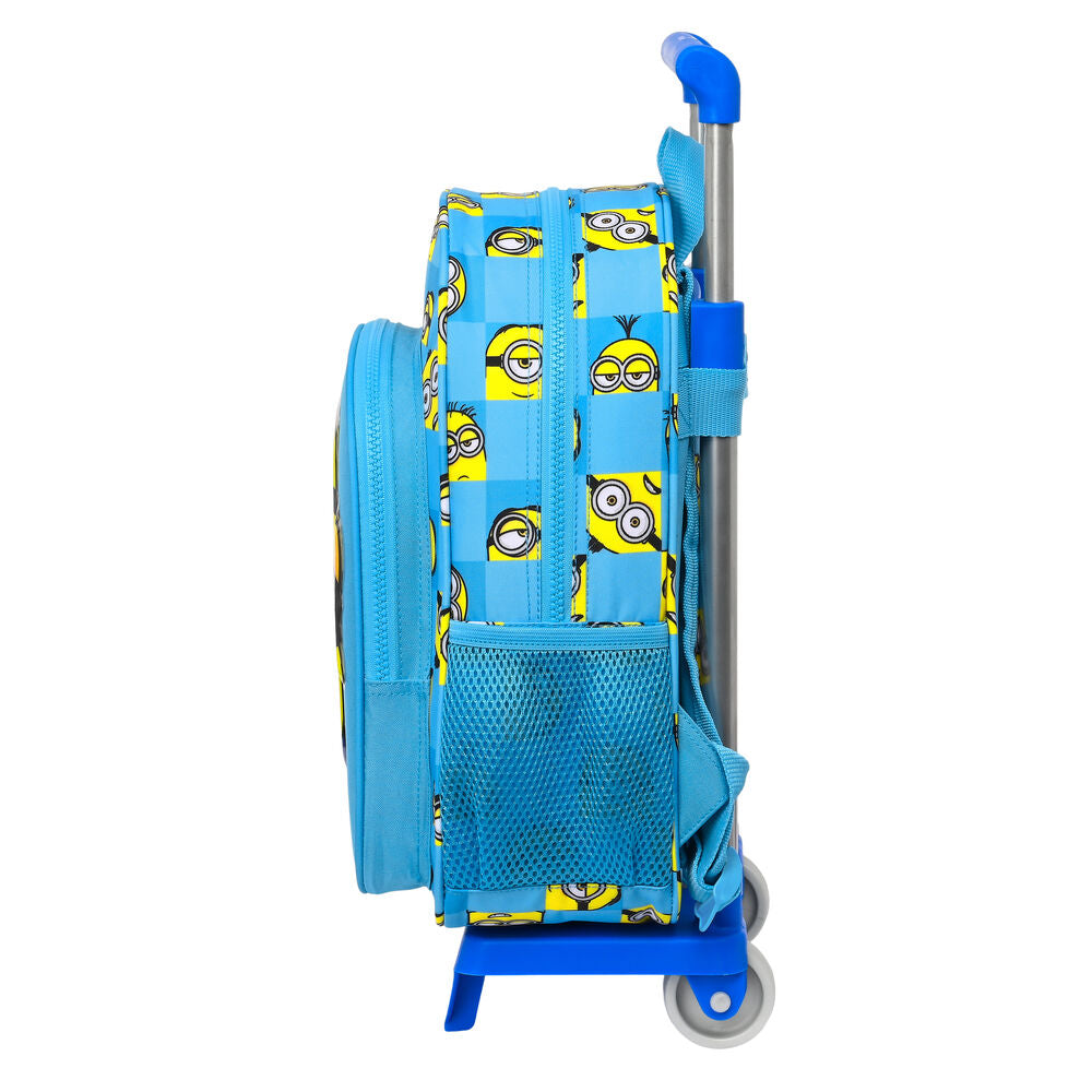 School Rucksack with Wheels Minions Minionstatic Blue (26 x 34 x 11 cm)