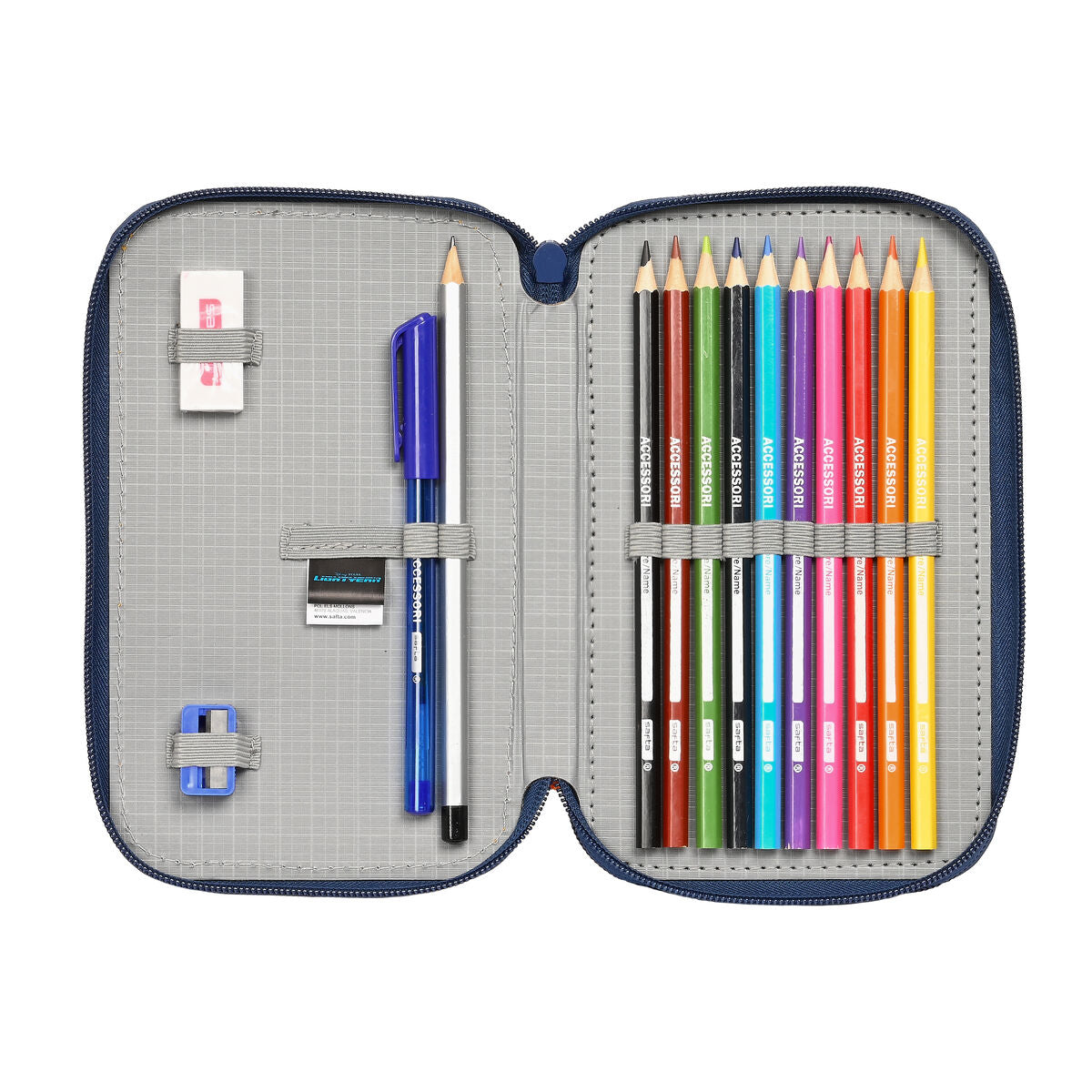 Double Pencil Case Buzz Lightyear Navy Blue (28 Pieces)