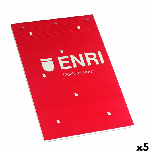 Bloc de Notes ENRI Rouge A4 80 Volets 4 mm (5 Unités)