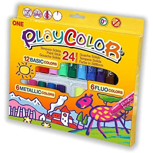Painting set Playcolor Basic Metallic Fluor Multicolour 24 Pieces