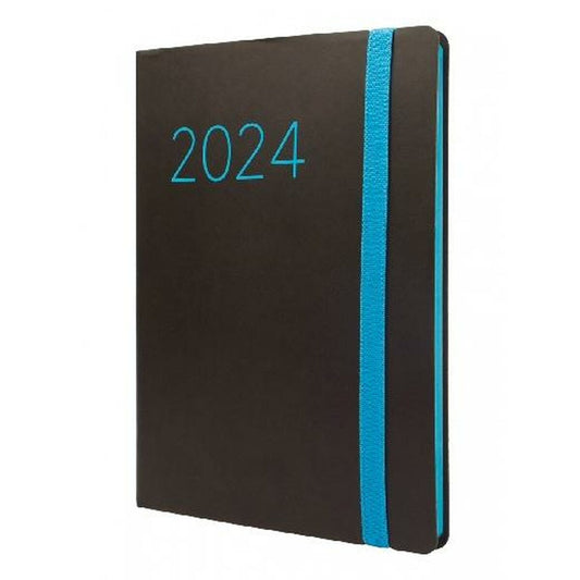 Diary Finocam Flexi 2024 Black A5 14,8 x 21 cm