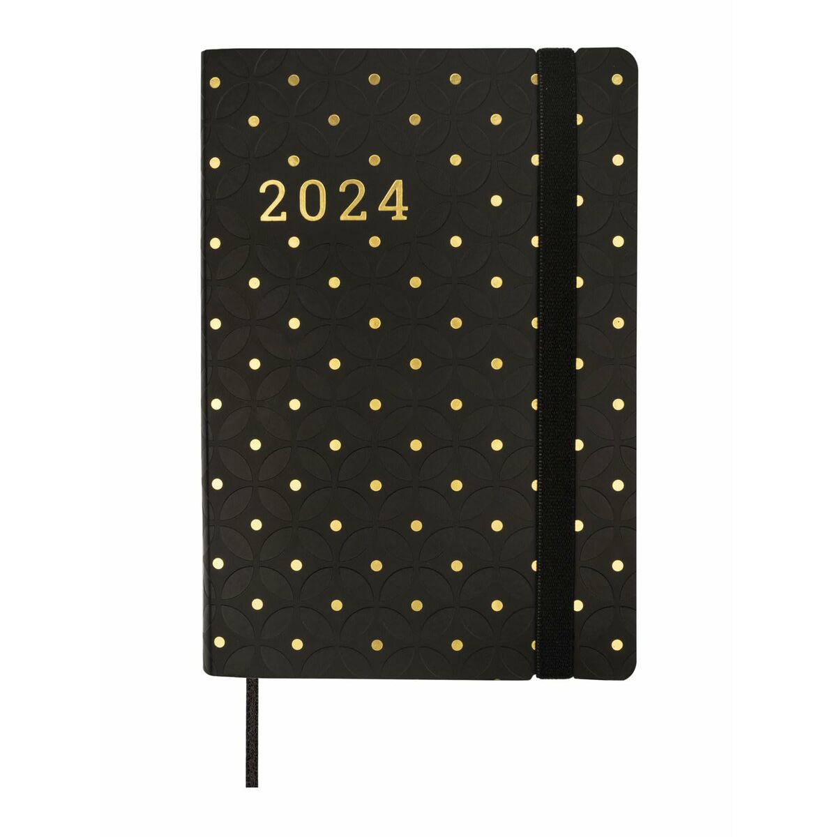 Agenda Finocam Flexy Joy Dotts 2024 Noir Doré 8,2 x 12,7 cm