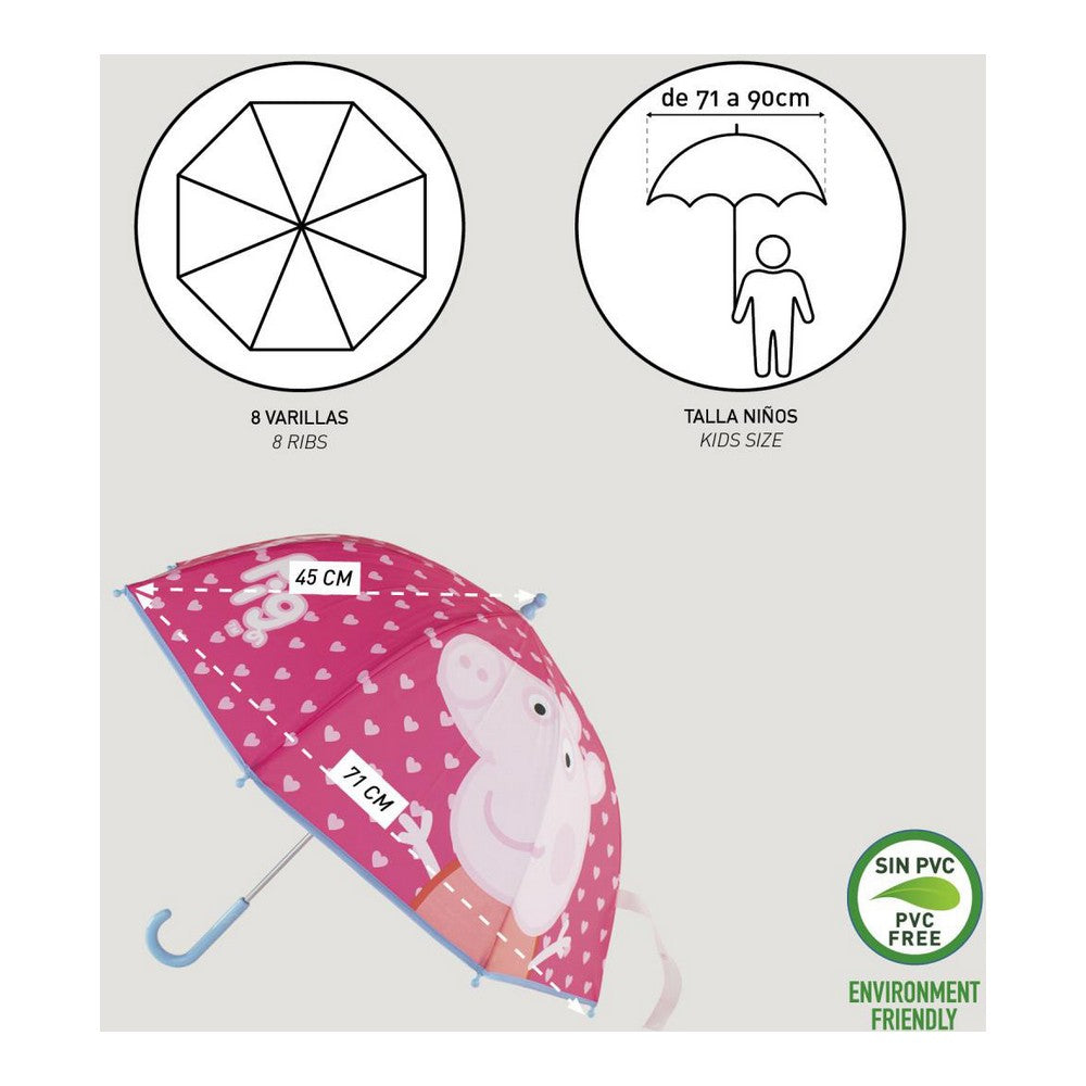 Umbrella Peppa Pig Pink 100 % EVA 45 cm (Ø 71 cm)