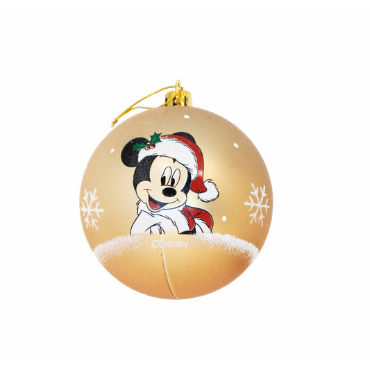 Christmas Bauble Mickey Mouse Happy smiles Golden 6 Units Plastic (Ø 8 cm)