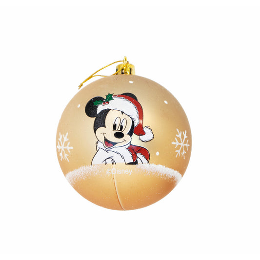 Christmas Bauble Mickey Mouse Happy smiles Golden 10Units Plastic (Ø 6 cm)
