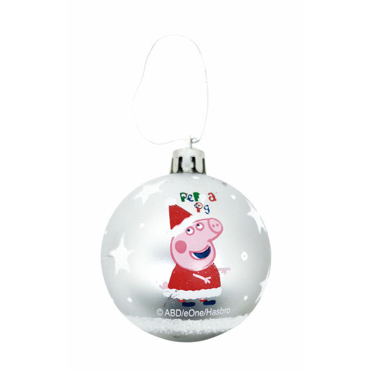 Christmas Bauble Peppa Pig Cosy corner Silver 6 Units Plastic (Ø 8 cm)