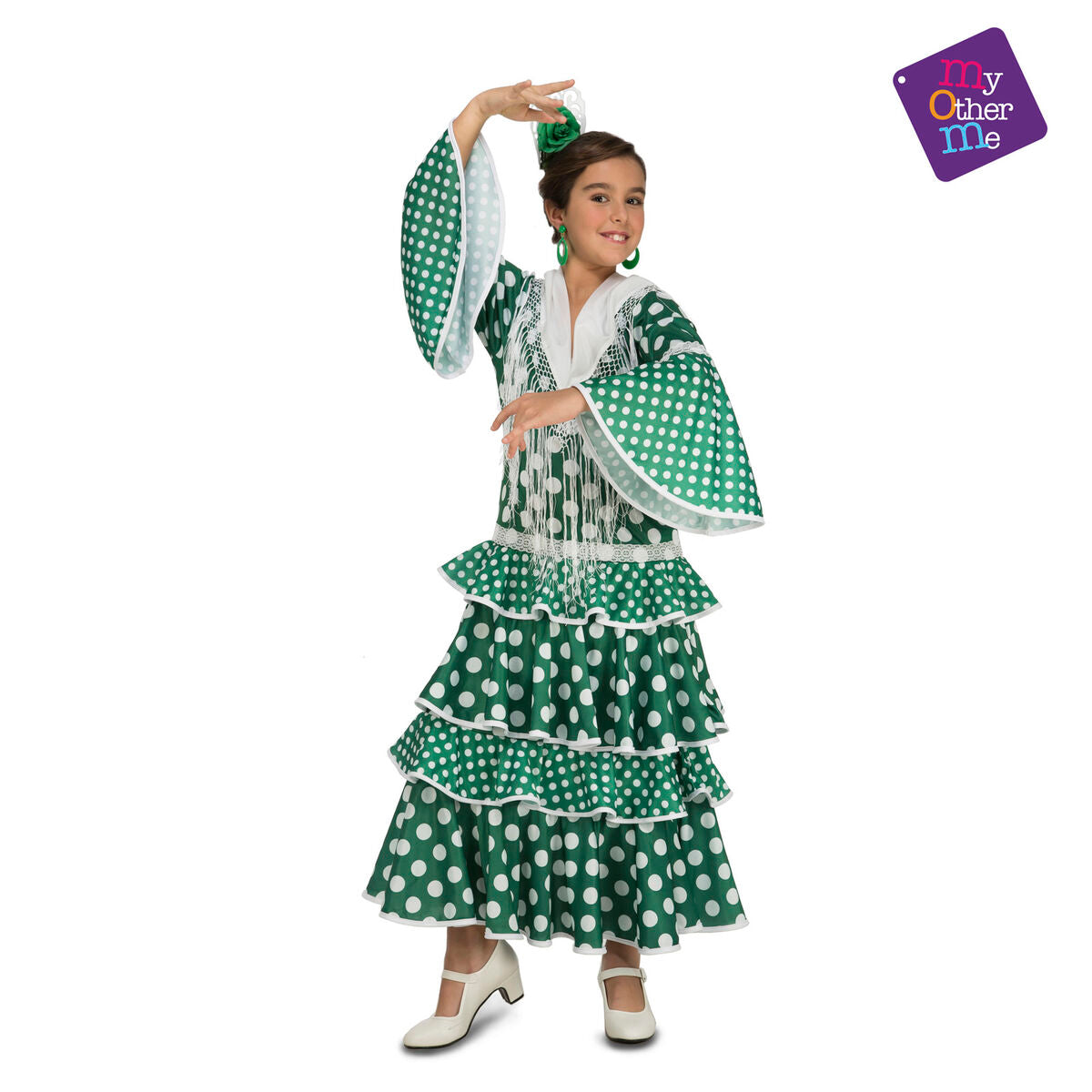 Costume for Children My Other Me Giralda Flamenco Dancer Green