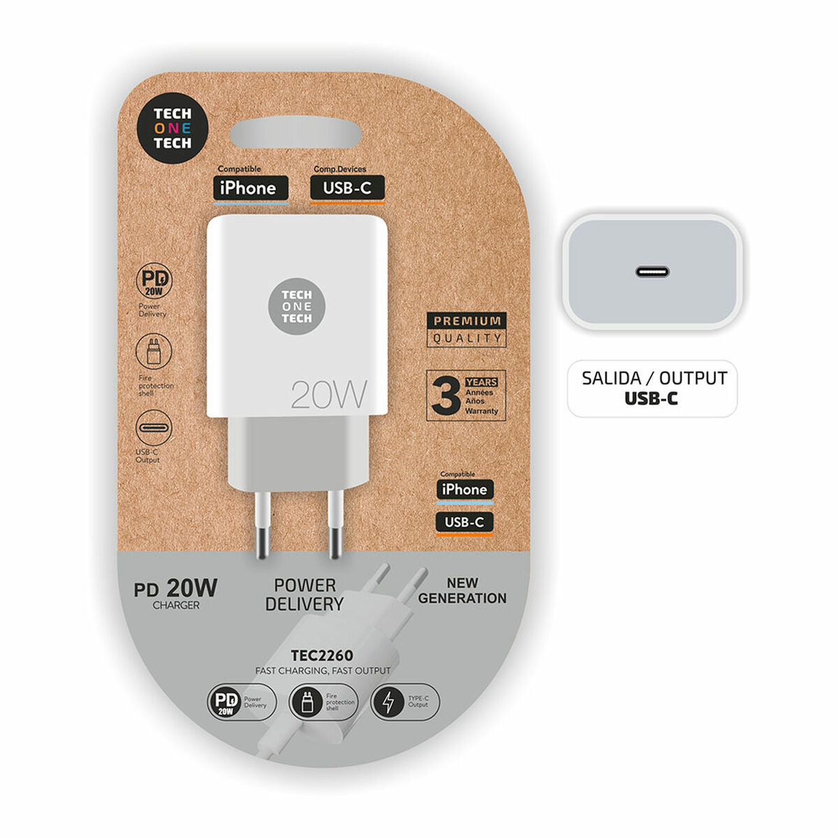 Wall Charger Tech One Tech USB-C White 20 W