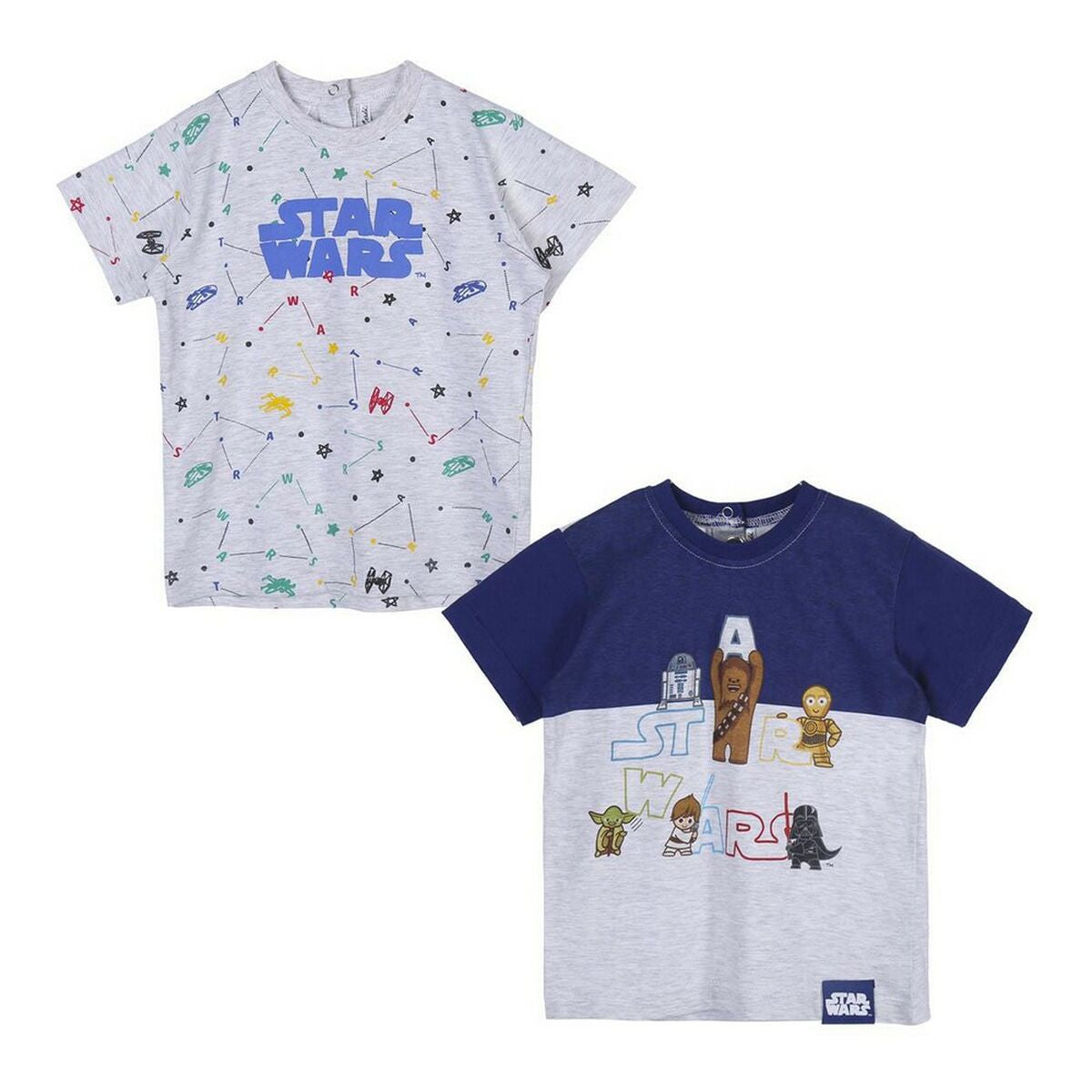 T shirt à manches courtes Enfant Star Wars Gris 2 Unités