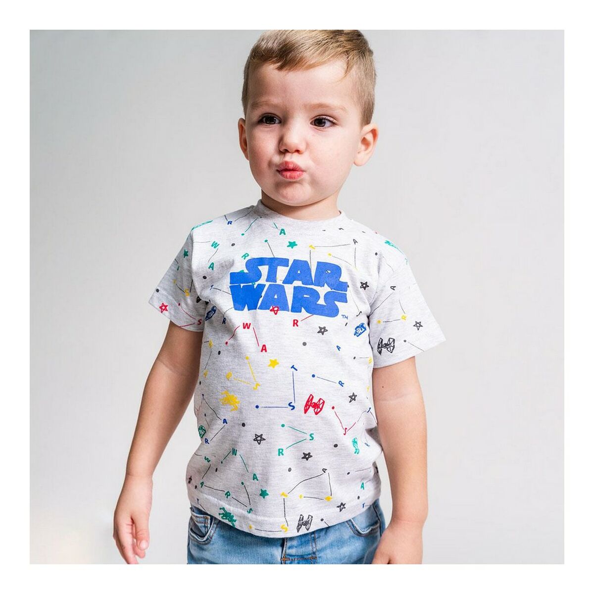 Kurzarm-T-Shirt für Kinder Star Wars Grau 2 Stück