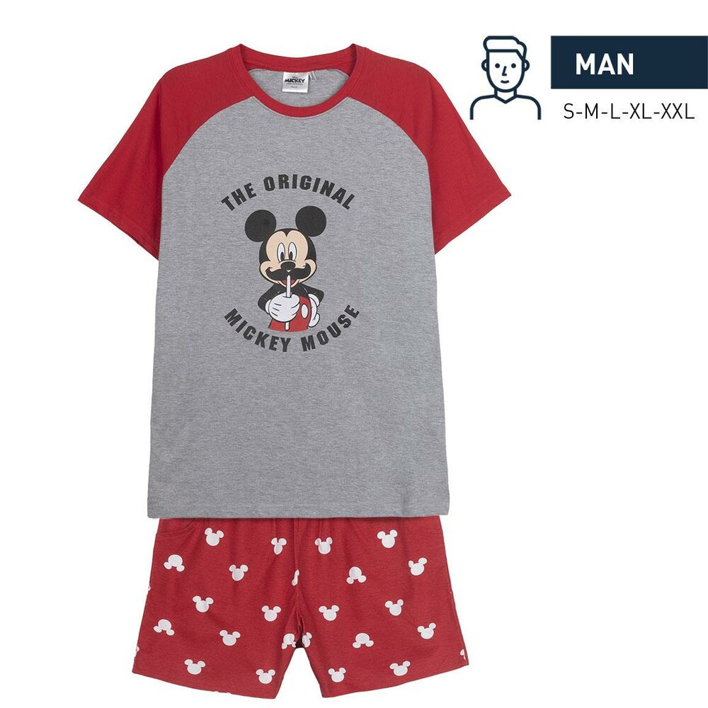 Pyjama D'Été Mickey Mouse Rouge (Adultes) Homme Gris