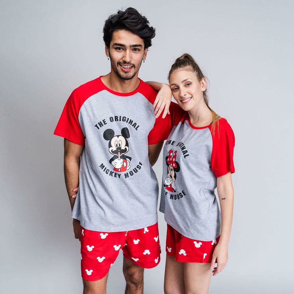 Pyjama D'Été Mickey Mouse Rouge (Adultes) Homme Gris