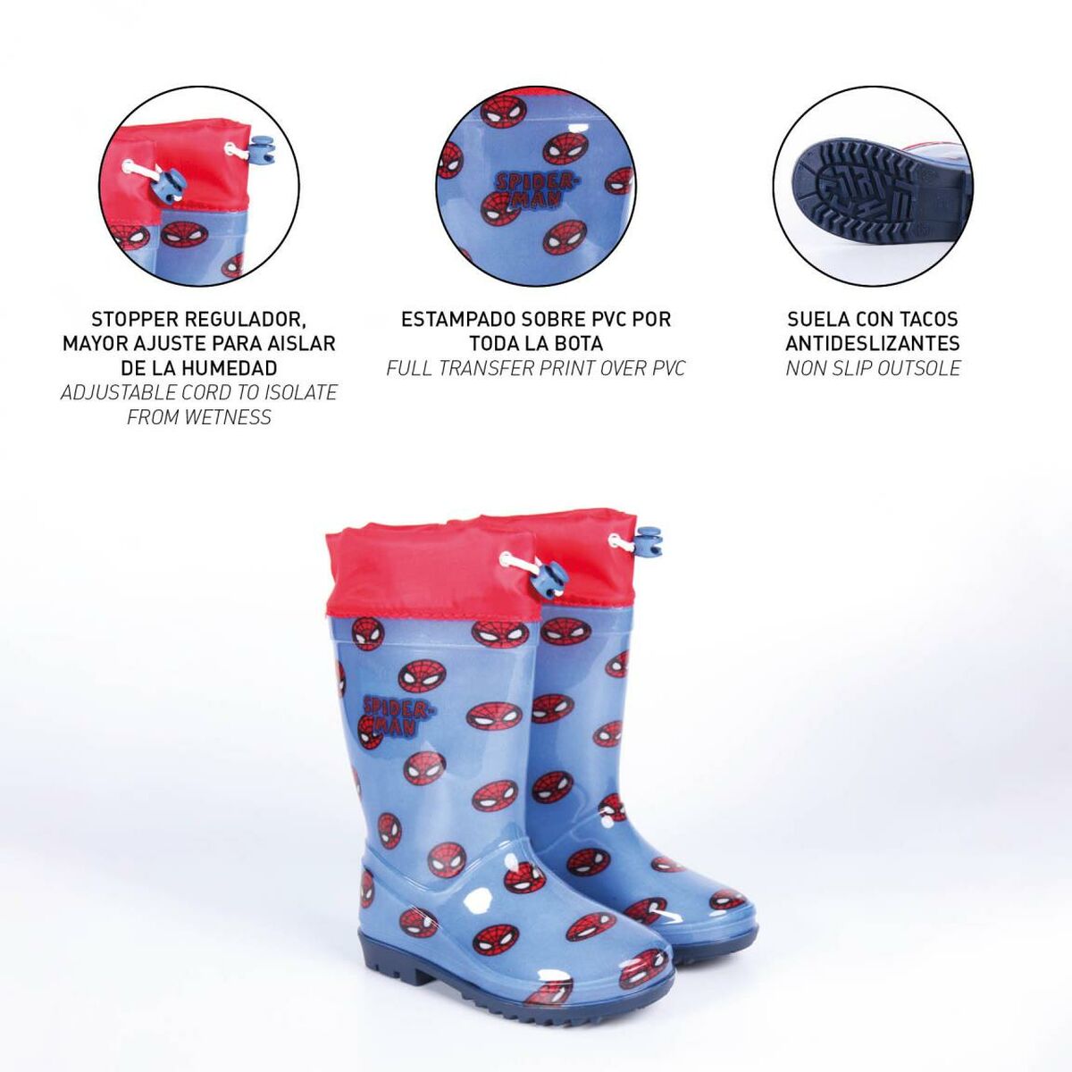 Bottes en Caoutchouc pour Enfants Spider-Man Bleu