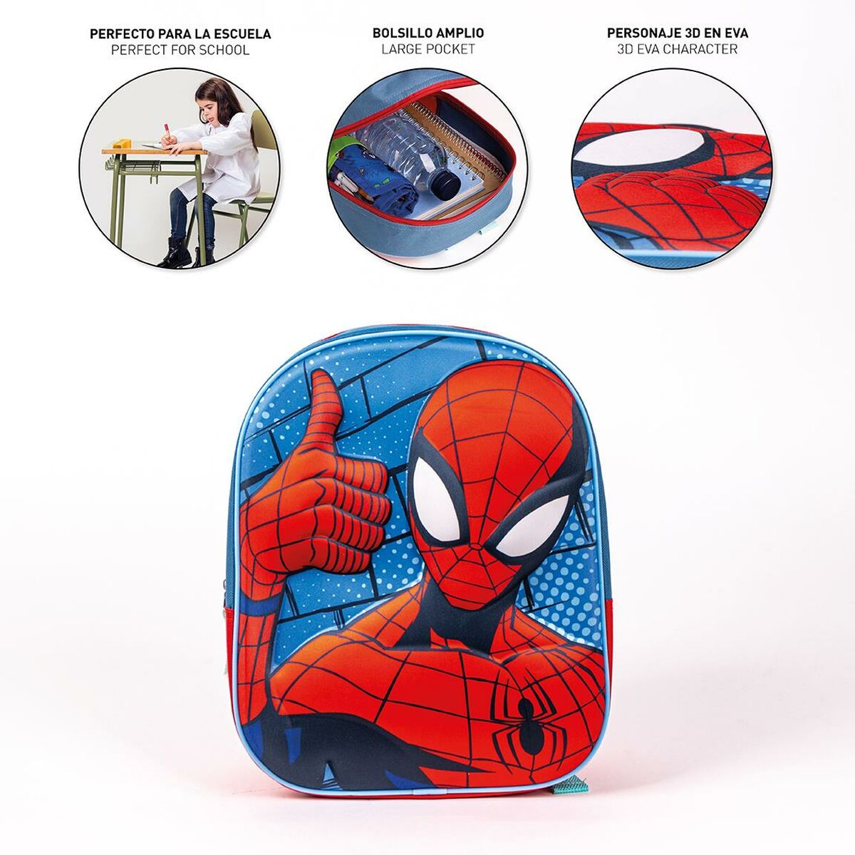 Kinderrucksack 3D Spider-Man Rot Blau 25 x 31 x 10 cm