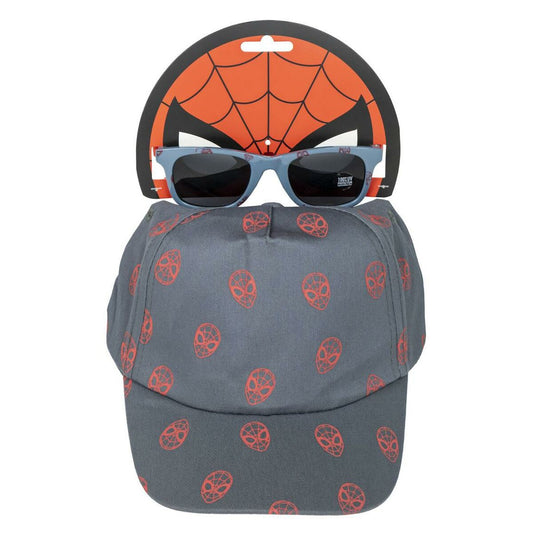 Set of cap and sunglasses Spider-Man Grey (54 cm) 2 Pieces