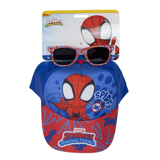 Set of cap and sunglasses Spidey Blue (51 cm) 2 Pieces Red