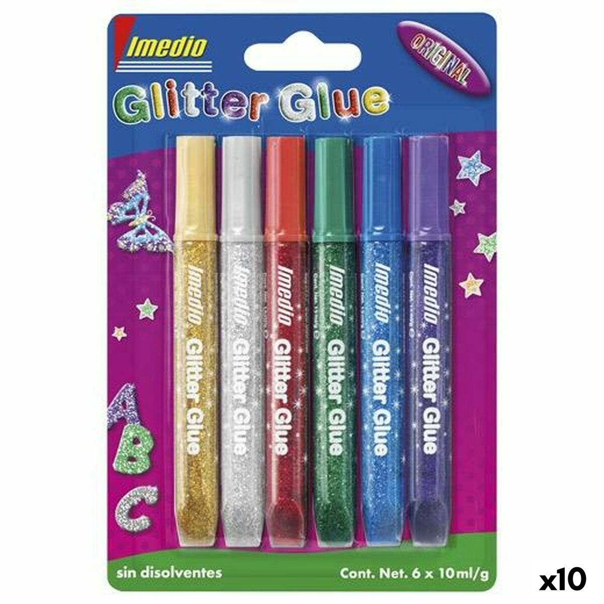 Gel-Kleber Imedio Glitter Glue Bunt (10 Stück)