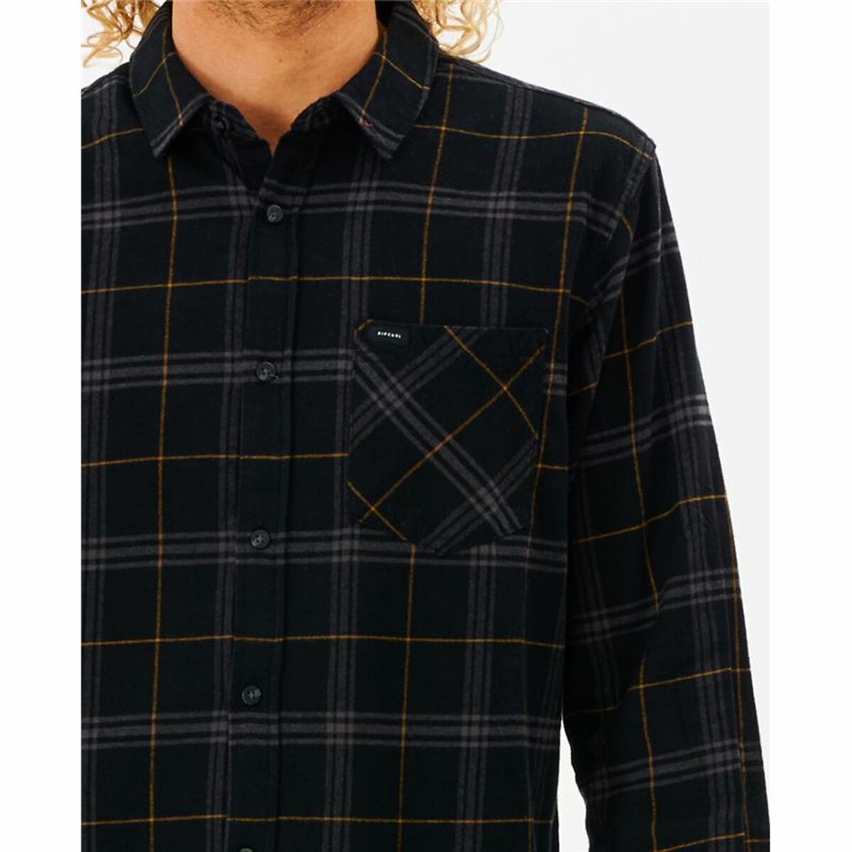 Men’s Long Sleeve Shirt Rip Curl Checked in Flannel Franela Black