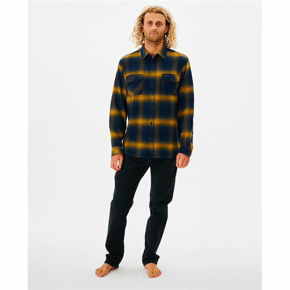 Chemise à manches longues homme Rip Curl Count Jaune Bleu Franela