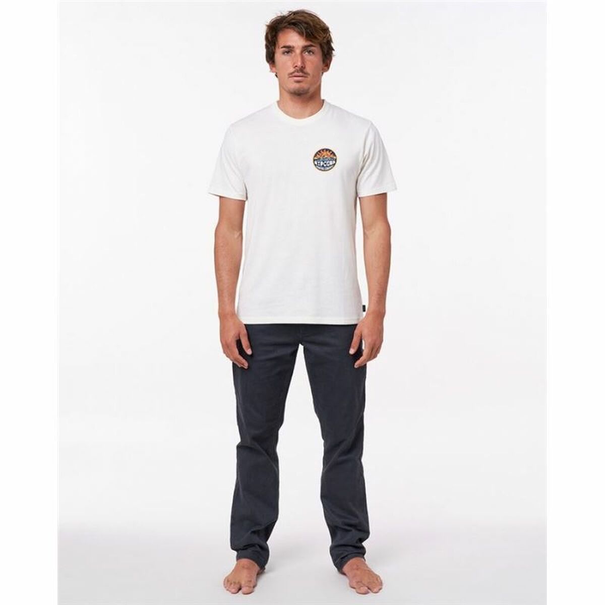 Herren Kurzarm-T-Shirt Rip Curl Down The Line Weiß Herren